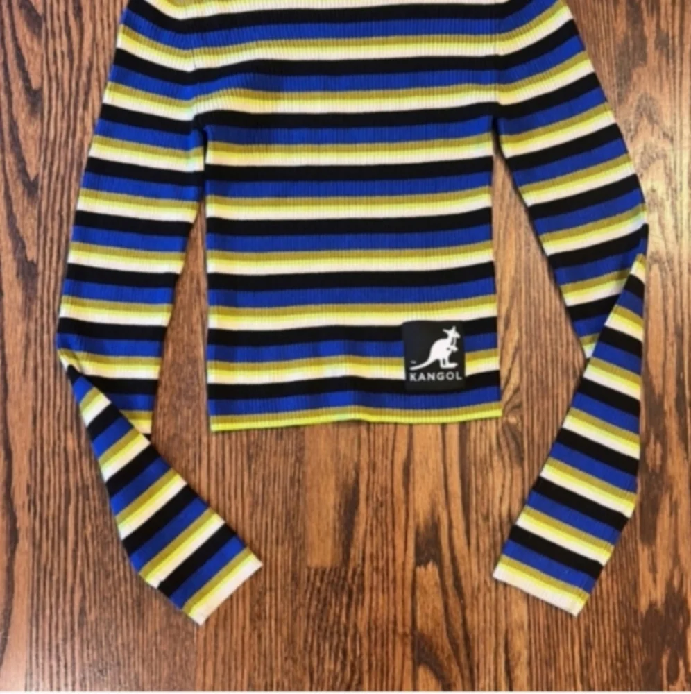 Kangol X H&M Multicolor Striped Long Sleeve Crop Top Size Extra Small Stretchy - Picture 2 of 6